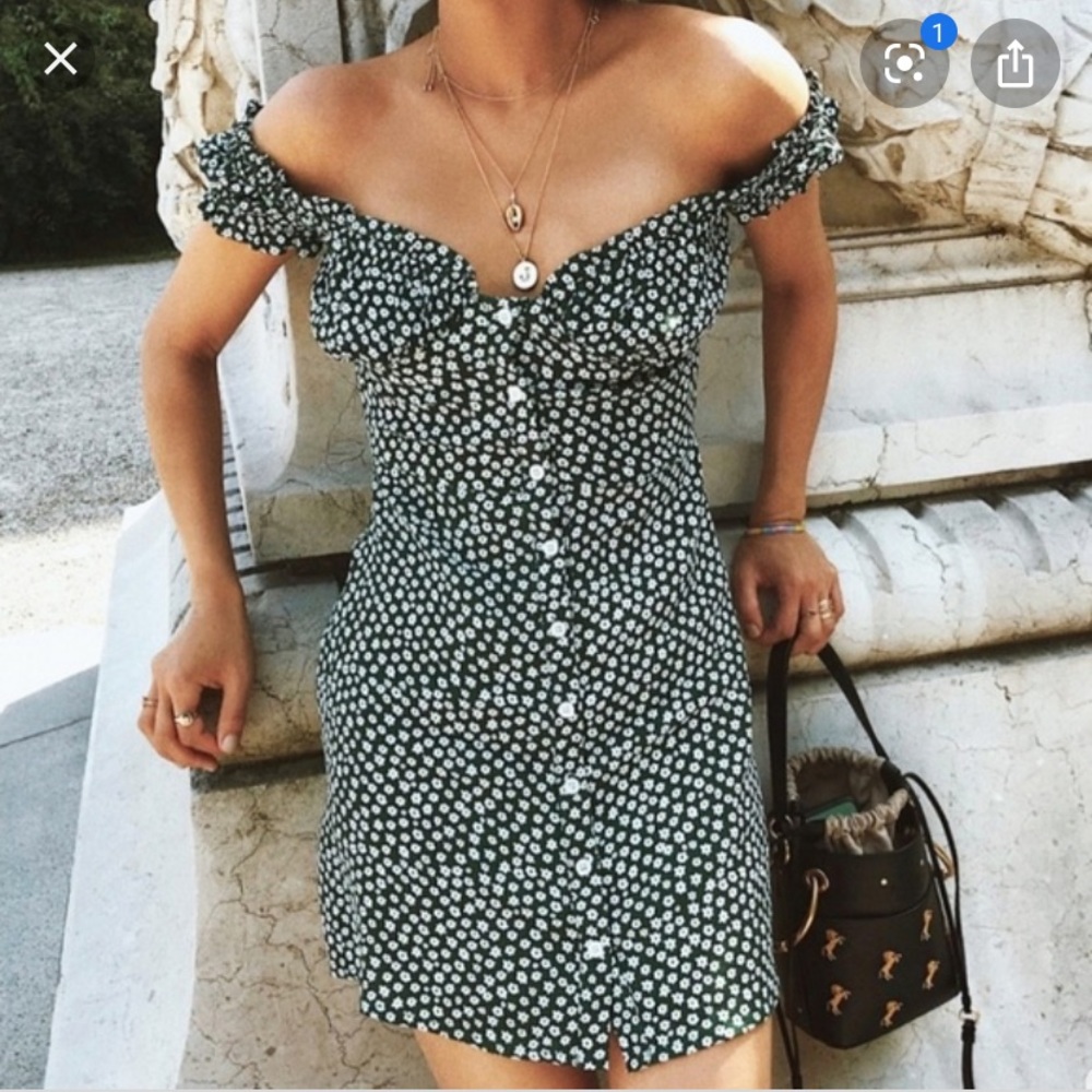 Green Floral Mini Dress - Picture 5 of 8